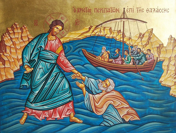 Христос спасает утопающего апостола Петра